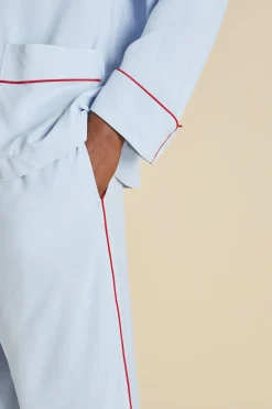 Outlet Laurent Cerulean Blue Pajamasin Sandwashed Silk Pajamas