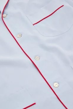 Outlet Laurent Cerulean Blue Pajamasin Sandwashed Silk Pajamas