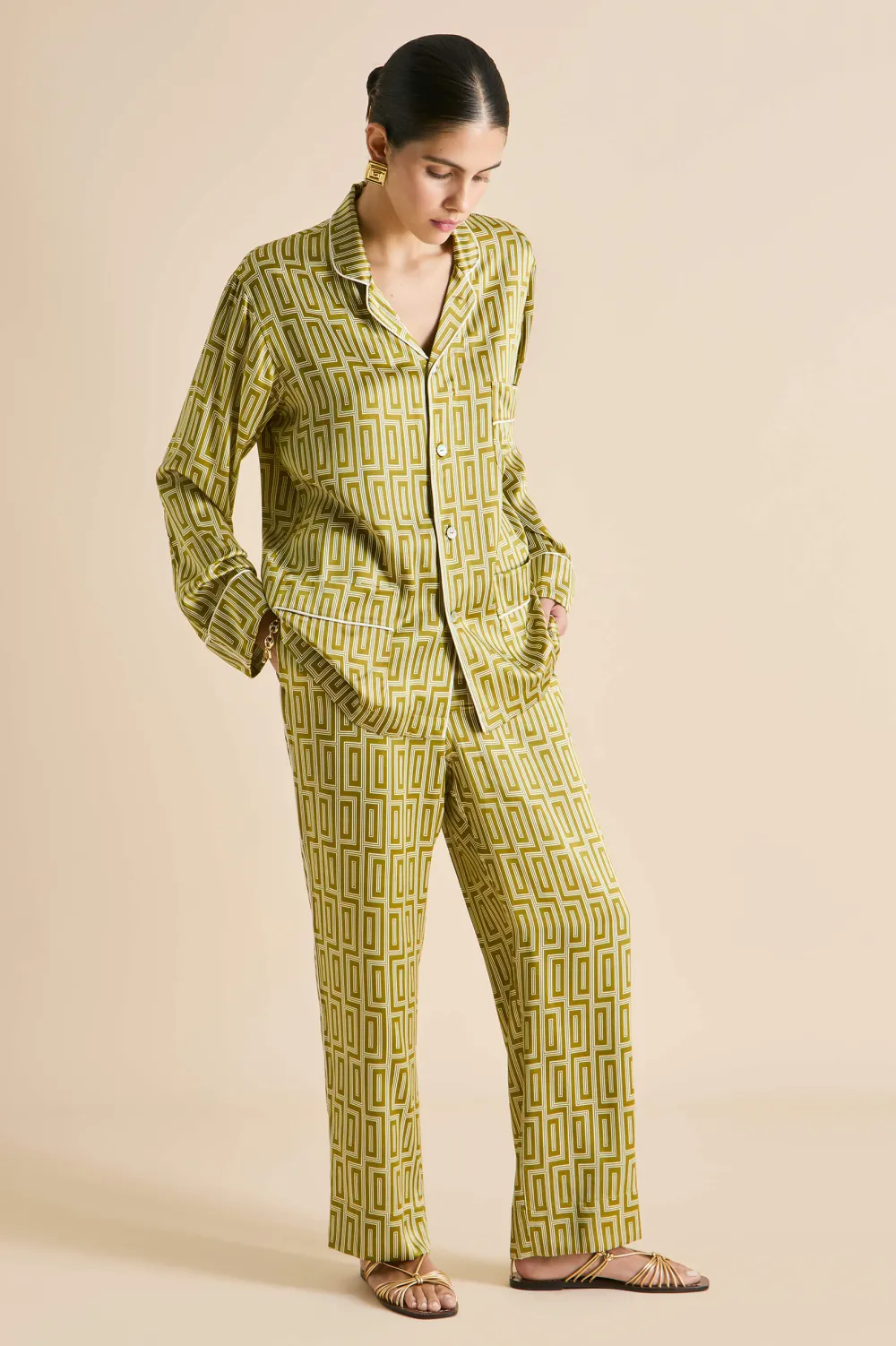 Best Laurent Ruhlmann Geometric Pajamasin Silk Satin Pajamas