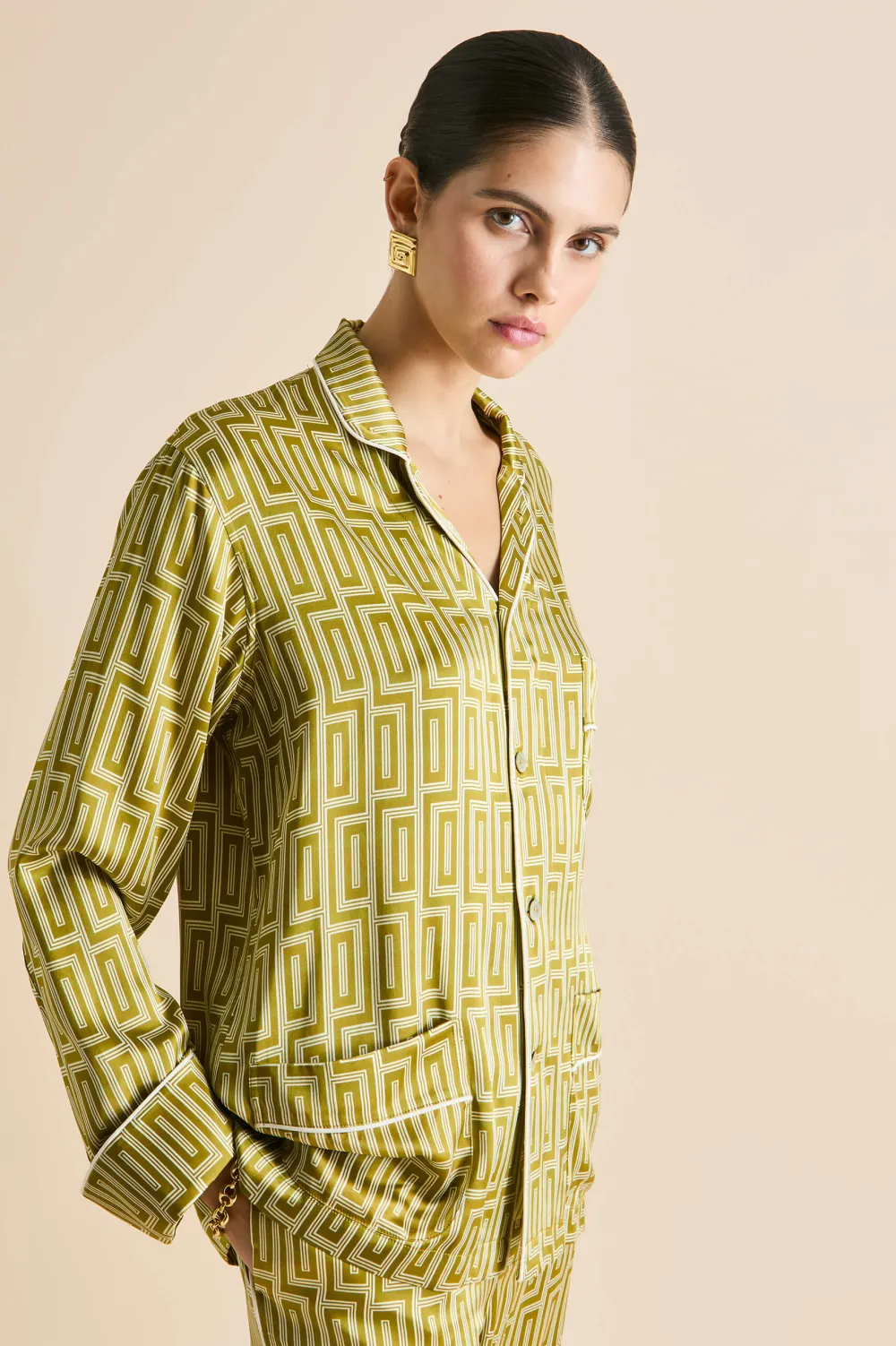 Best Laurent Ruhlmann Geometric Pajamasin Silk Satin Pajamas