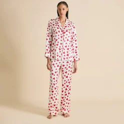 Best Lila Amore Red Heart Pajamasin Silk Satin Pajamas