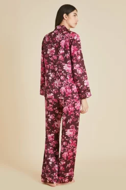 Best Sale Lila Aphrodite Floral Pajamasin Silk Satin Pajamas