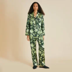 Shop Lila Ares Floral Pajamasin Silk Satin Pajamas