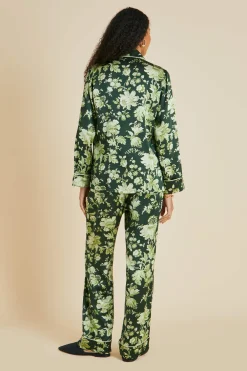 Shop Lila Ares Floral Pajamasin Silk Satin Pajamas