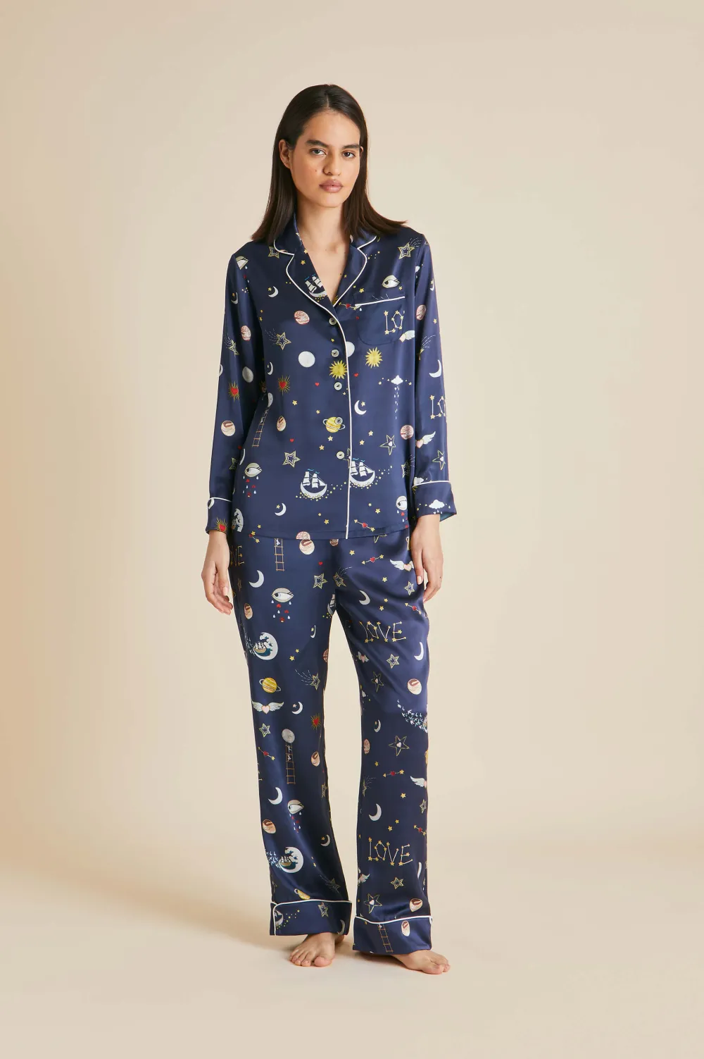 New Lila Cosmic pajamasin Silk Satin Pajamas