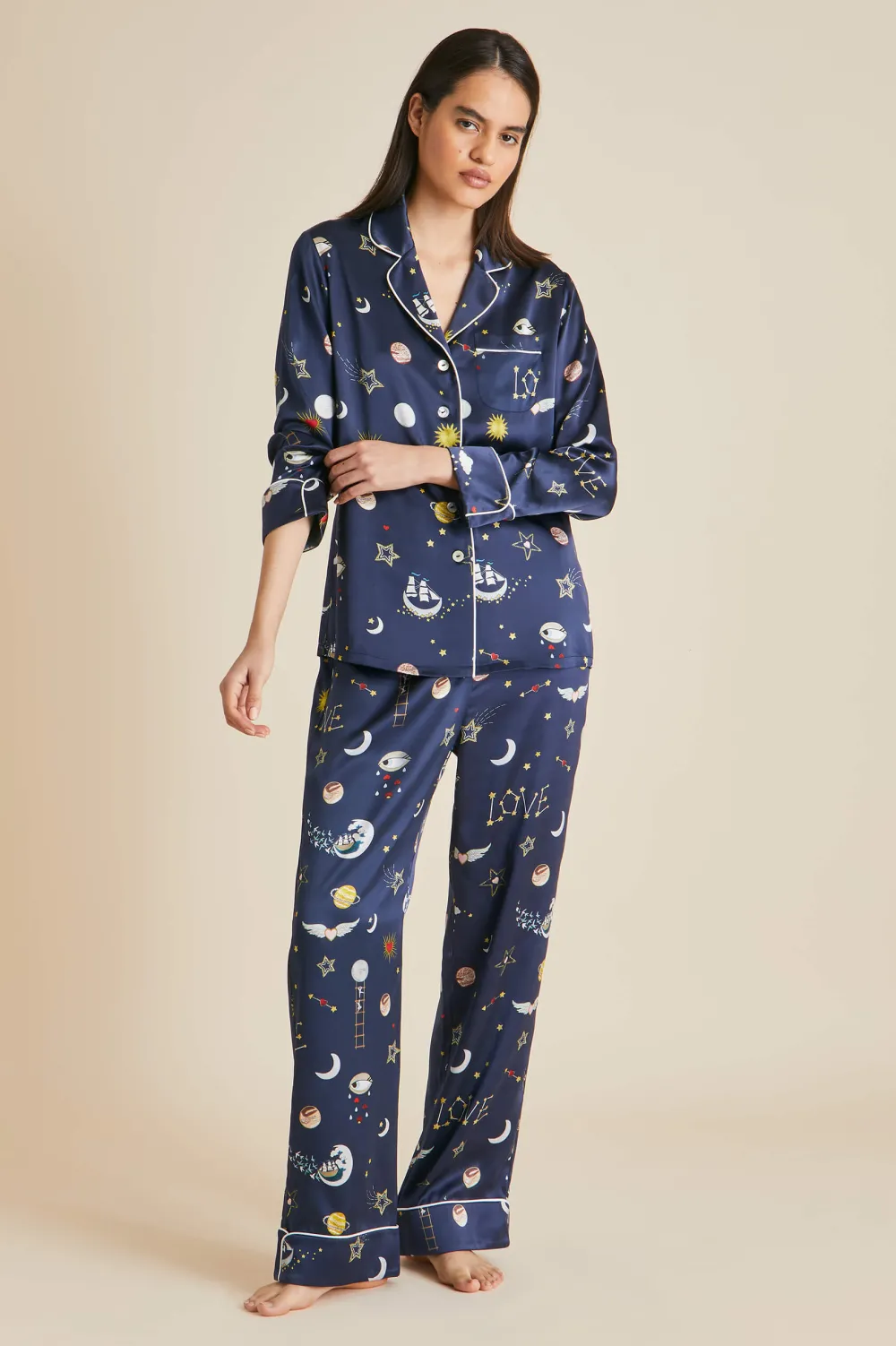 New Lila Cosmic pajamasin Silk Satin Pajamas