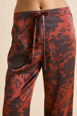 Sale Lila Lalanne Burgundy Floral Pajamasin Silk Satin Pajamas