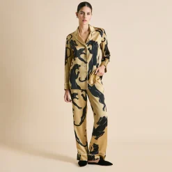 Fashion Lila Perriand Panther Pajamasin Silk Satin Pajamas