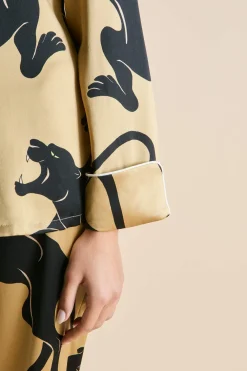 Fashion Lila Perriand Panther Pajamasin Silk Satin Pajamas