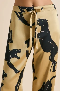 Fashion Lila Perriand Panther Pajamasin Silk Satin Pajamas