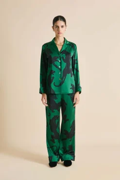 Best Lila Poiret Panther Pajamasin Silk Satin Pajamas