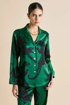 Best Lila Poiret Panther Pajamasin Silk Satin Pajamas