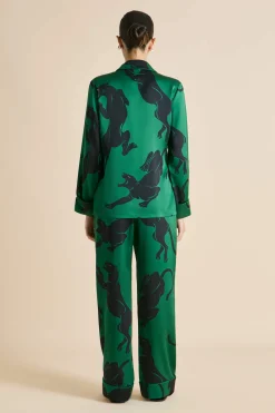 Best Lila Poiret Panther Pajamasin Silk Satin Pajamas