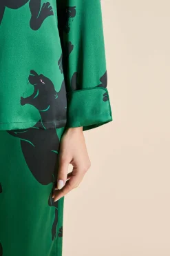 Best Lila Poiret Panther Pajamasin Silk Satin Pajamas