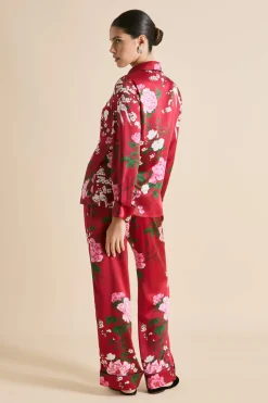 Fashion Lila Tardieu Floral Pajamasin Silk Satin Pajamas