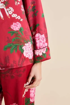 Fashion Lila Tardieu Floral Pajamasin Silk Satin Pajamas