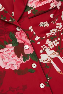 Fashion Lila Tardieu Floral Pajamasin Silk Satin Pajamas