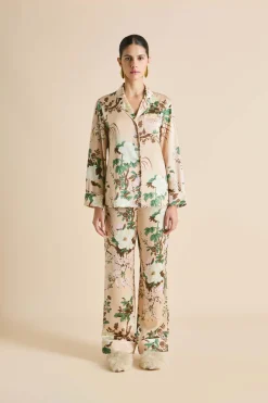 Shop Lila Tirtoff Floral Pajamasin Silk Satin Pajamas