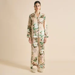 Shop Lila Tirtoff Floral Pajamasin Silk Satin Pajamas