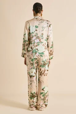 Shop Lila Tirtoff Floral Pajamasin Silk Satin Pajamas