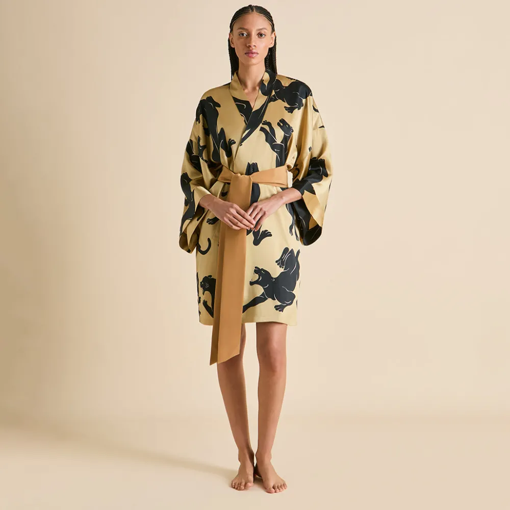 Flash Sale Mimi Perriand Panther Robein Silk Satin Robes