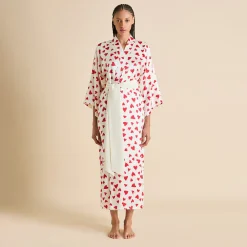 Sale Queenie Amore Red Heart Robein Silk Satin Robes