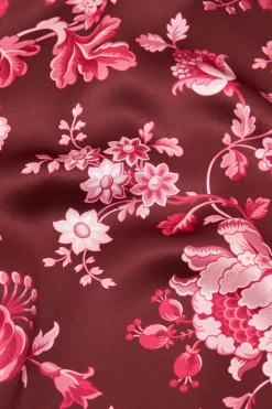 Online Queenie Red Floral Robein Silk Satin Robes
