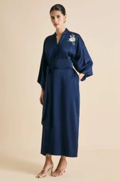 Fashion Queenie Harmonies Embellished Robein Silk Satin Robes