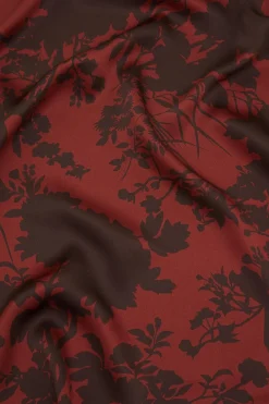Fashion Queenie Lalanne Burgundy Floral Robein Silk Satin Robes