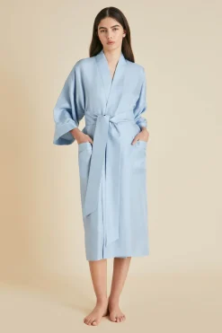Clearance Sabine Powder Blue Robein Silk Twill Robes