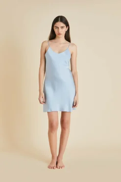 Outlet Venus Powder Blue Slip Dressin Sandwashed Silk Dresses