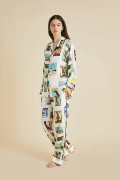 Hot Yves Cadmus Postcard Pajamasin Silk Twill Pajamas