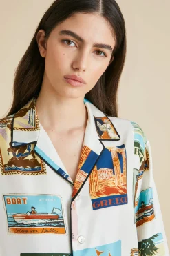 Hot Yves Cadmus Postcard Pajamasin Silk Twill Pajamas