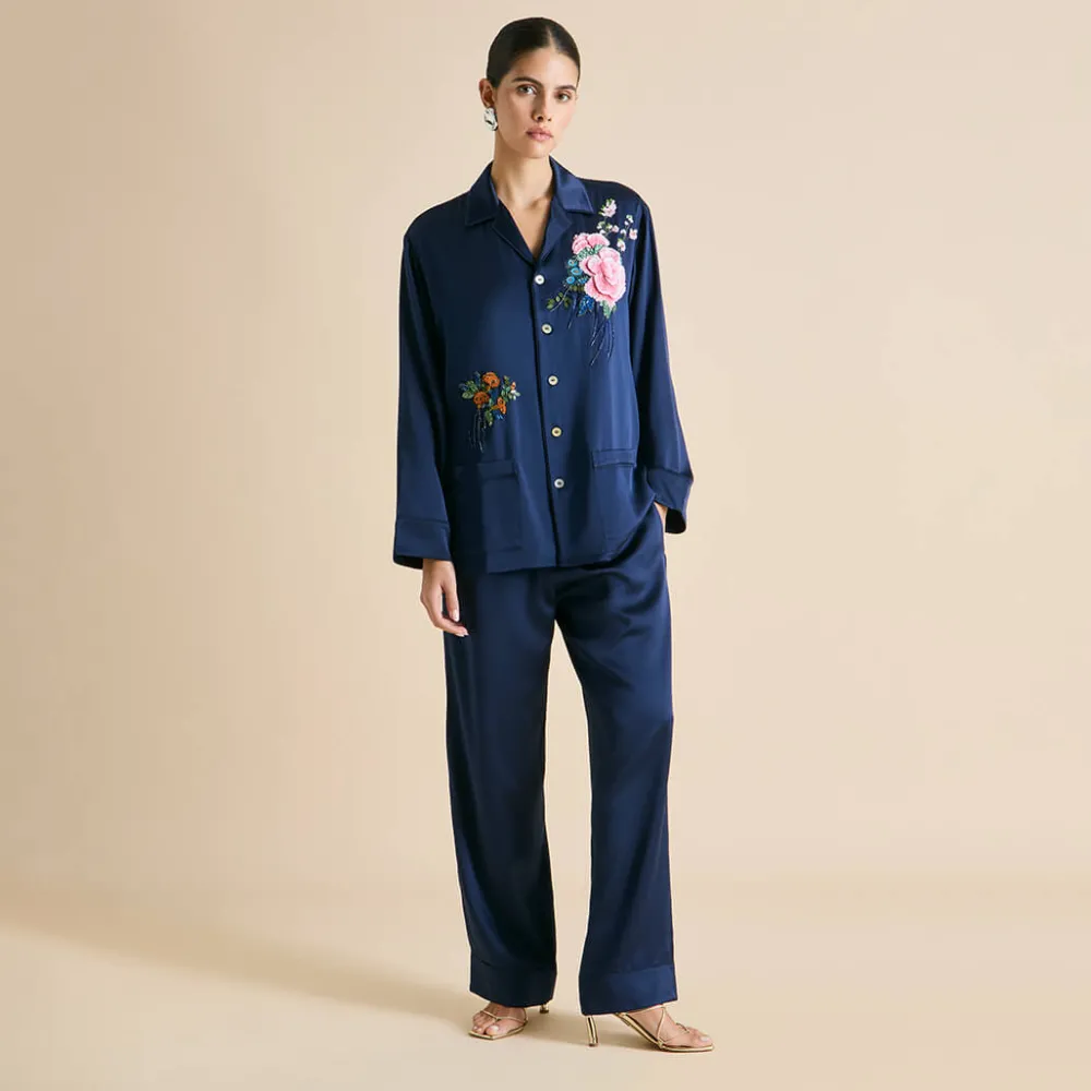 Flash Sale Yves Harmonies Embellished Pajamasin Silk Satin Pajamas