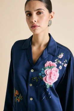 Flash Sale Yves Harmonies Embellished Pajamasin Silk Satin Pajamas
