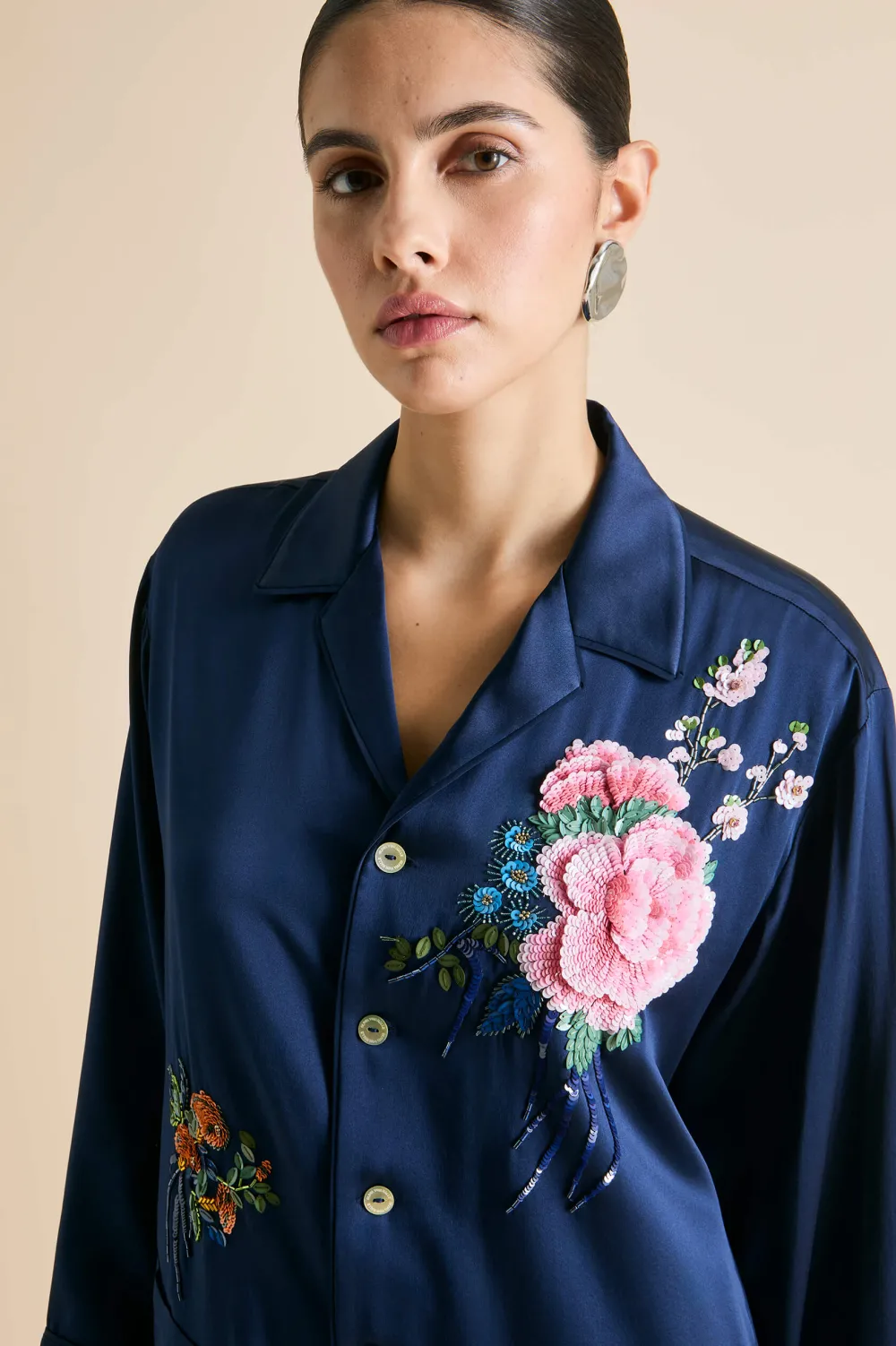Flash Sale Yves Harmonies Embellished Pajamasin Silk Satin Pajamas