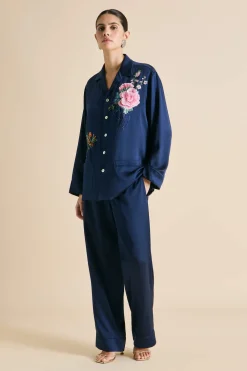 Flash Sale Yves Harmonies Embellished Pajamasin Silk Satin Pajamas