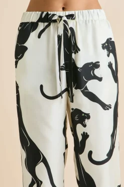 Shop Yves Romain Panther Pajamasin Silk Twill Pajamas