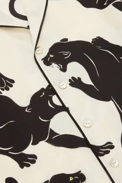 Shop Yves Romain Panther Pajamasin Silk Twill Pajamas
