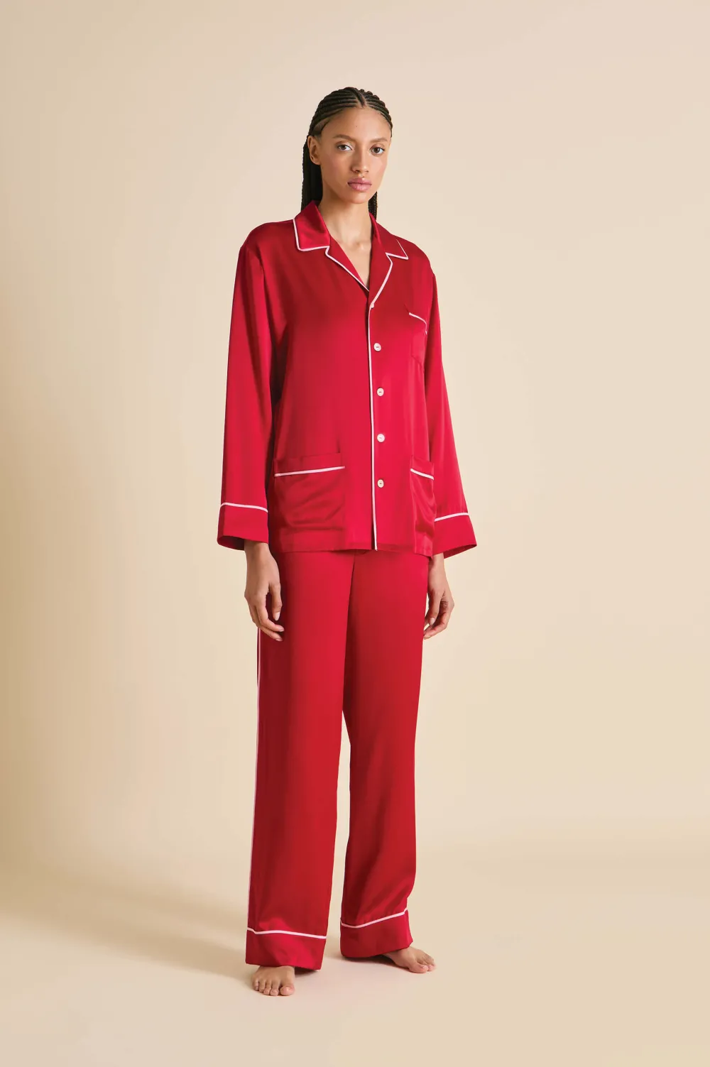 Fashion Yves Ruby Pajamasin Silk Satin Pajamas
