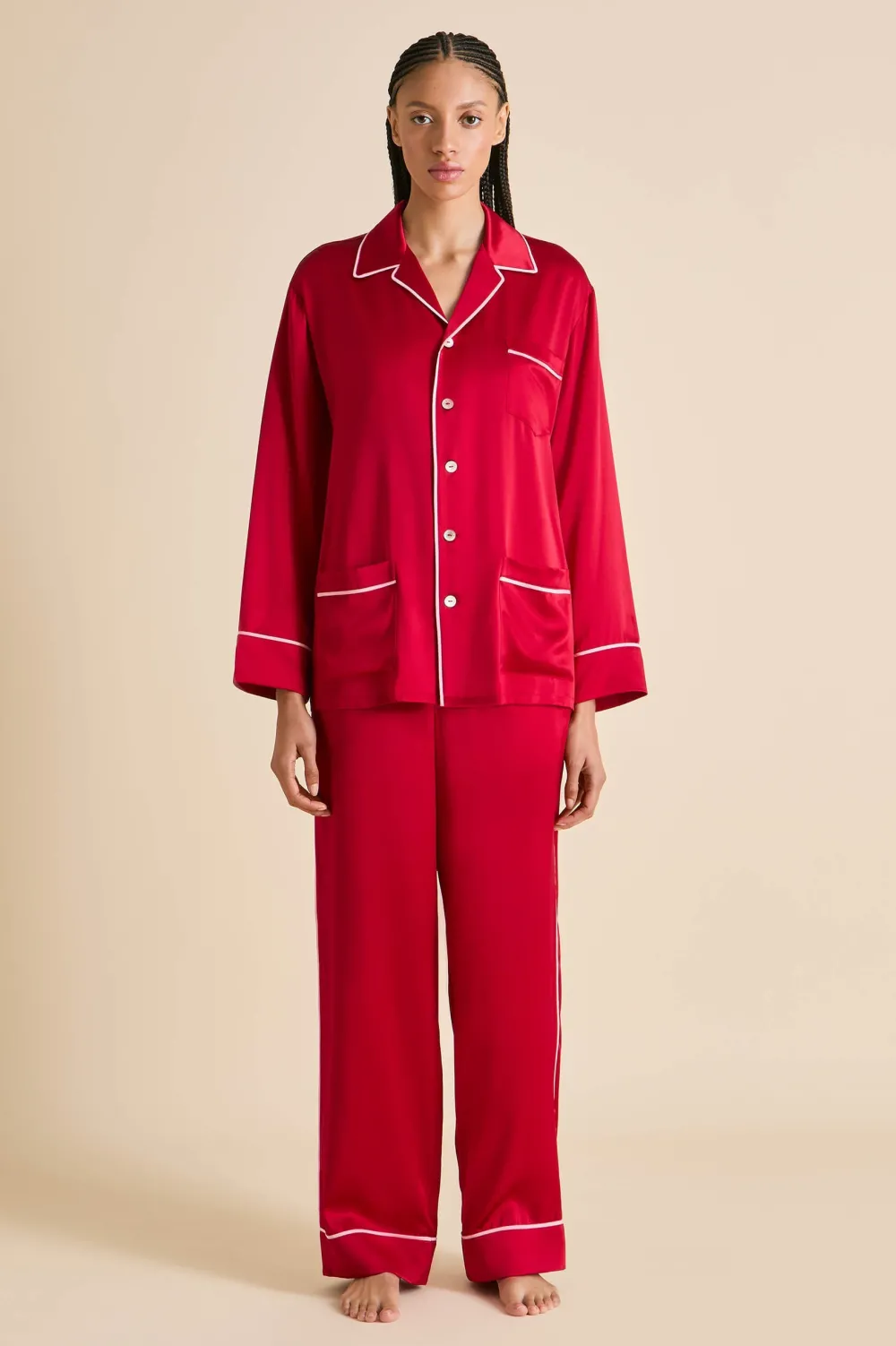 Fashion Yves Ruby Pajamasin Silk Satin Pajamas