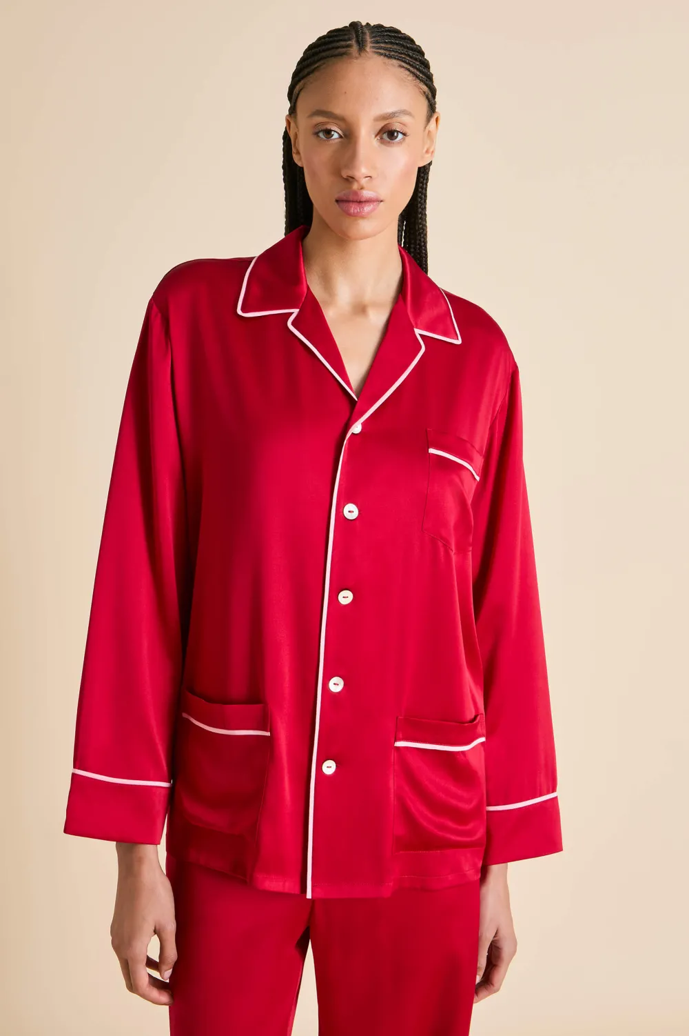 Fashion Yves Ruby Pajamasin Silk Satin Pajamas