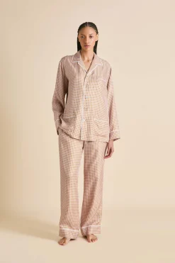 Shop Yves Sarazzin Geometric Pajamasin Silk Twill Pajamas