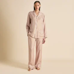 Shop Yves Sarazzin Geometric Pajamasin Silk Twill Pajamas