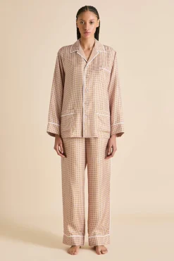 Shop Yves Sarazzin Geometric Pajamasin Silk Twill Pajamas