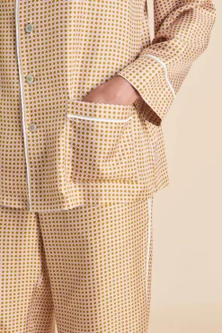 Shop Yves Sarazzin Geometric Pajamasin Silk Twill Pajamas