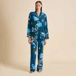 Fashion Yves Tibatant Floral Pajamasin Silk Crêpe de Chine Pajamas