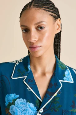 Fashion Yves Tibatant Floral Pajamasin Silk Crêpe de Chine Pajamas