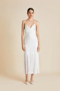 Outlet Zoya Fringed Slip Dressin Silk Satin Dresses