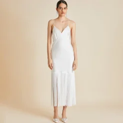Outlet Zoya Fringed Slip Dressin Silk Satin Dresses